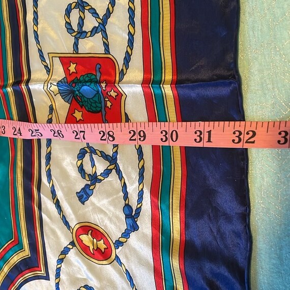 Silk scarf jewel tones 32 x 32 square, EUC, Vinta… - image 4