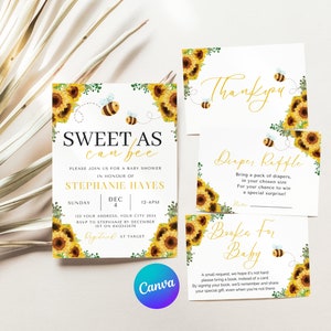 Editable Bee Baby Shower Invitation Digital, Bee Baby Shower Invitation Bundle, Baby Shower Invites Bee, Bee Invitation Baby Shower