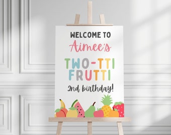 Twotti Frutti Birthday Welcome Sign, Summer Tropical Fruit (Digital Download)