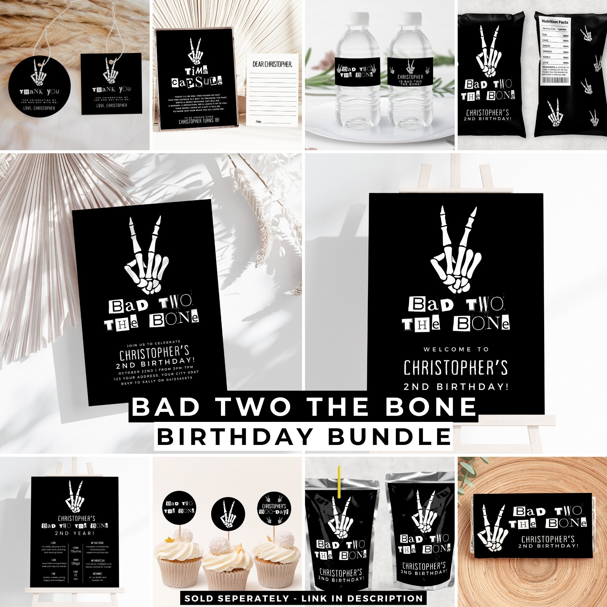 Bad Two the Bone Chocolate Bar Wrapper, Editable Boys 2nd Skeleton ...