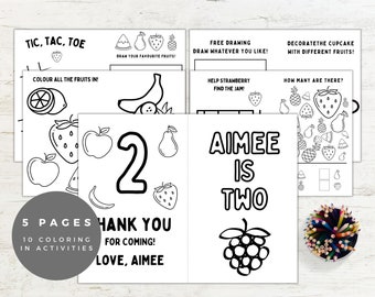 Twotti Frutti 2nd Birthday Coloring Pages, Activity Booklet (Digital Download)