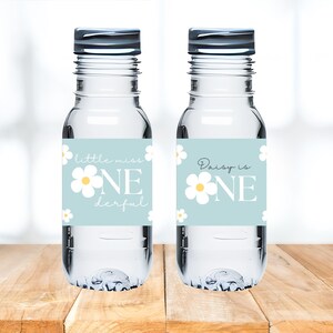 Little Miss Onederful First Birthday Water Bottle Wrap, Editable Daisy Water Bottle Label Template, Little Miss Onederful Party Decor, #LMO