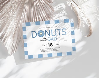 Plantilla de invitación "Donuts con papá", brunch del Día del Padre (Canva, descarga digital)