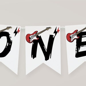 Rock And Roll 1st Birthday High Chair Banner, Another One Bites The Dust First Birthday Party Printable Bunting Instant DIY Template, #ABD