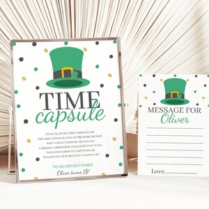 Lucky One Time Capsule teken en kaart, Lucky One verjaardag teken, St Patricks Day 1e verjaardag tijdcapsule teken en kaart, bewerkbaar, #SPLO