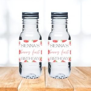 Strawberry Water Bottle Label Template, Berry First Water Bottle Label, Berry First Birthday Decorations, Strawberry Bottle Label Template
