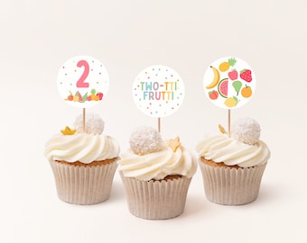 Twotti Frutti Cupcake Toppers 2 Geburtstag (Digitaler Download)