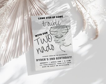 Twonado 2nd Birthday Invitation, Weather Theme (Digital Download)