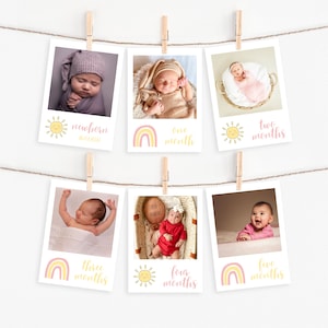 Rainbow Sun First Year Photo Banner, First Birthday Monthly Photo Banner, Our Little Sunshine Birthday Decorations, Monthly Milestones, #OLS