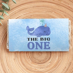 Whale First Birthday Chocolate Bar Wrapper Template, Boy Ocean Under The Sea 1st Birthday Party Theme Party Favors, Whale Decorations, #TBO