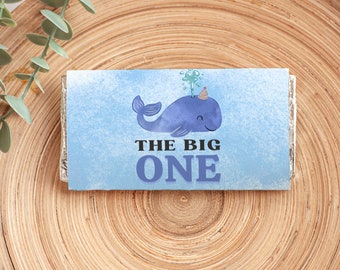 Whale First Birthday Chocolate Bar Wrapper Template, Boy Ocean Under The Sea 1st Birthday Party Theme Party Favors, Whale Decorations, #TBO