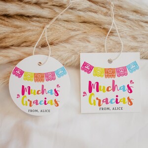 Three Esta Thank You Tag Template, Editable 3rd Birthday Girl Printable Favor Tags, Mexican Fiesta Cinco De Mayo Themed Third Birthday, #3TE
