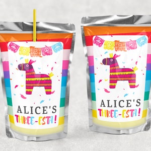 Editable Three Esta Capri Sun Label, Cinco De Mayo Printable Juice Bag Pouch, Mexican Theme 3rd Birthday Party Decor DIY Template, #3TE