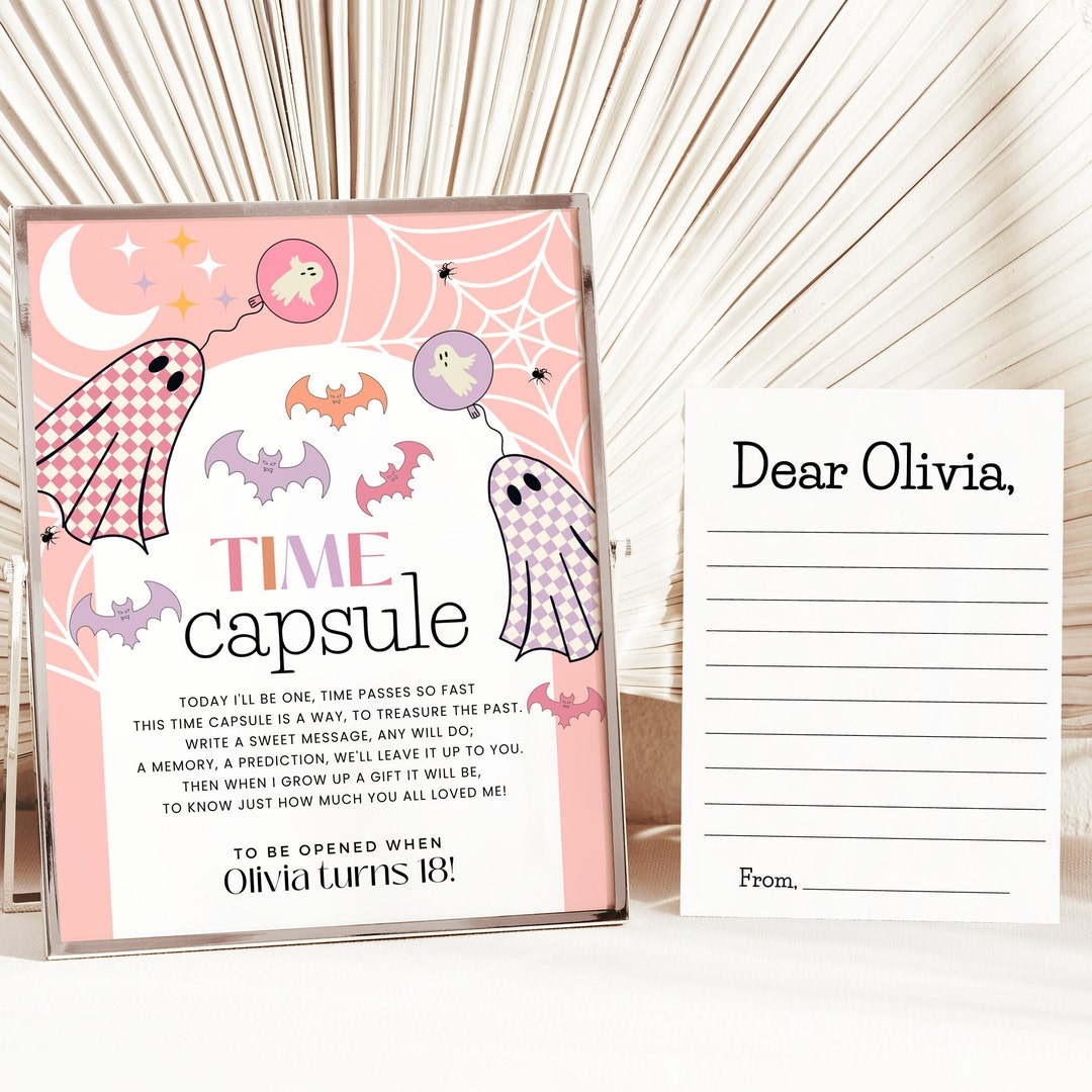 Boo Im Two Time Capsule Sign With Matching Message Note, Editable ...
