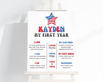 4th of July First Birthday Milestone Sign, American Dude (Digital Download)