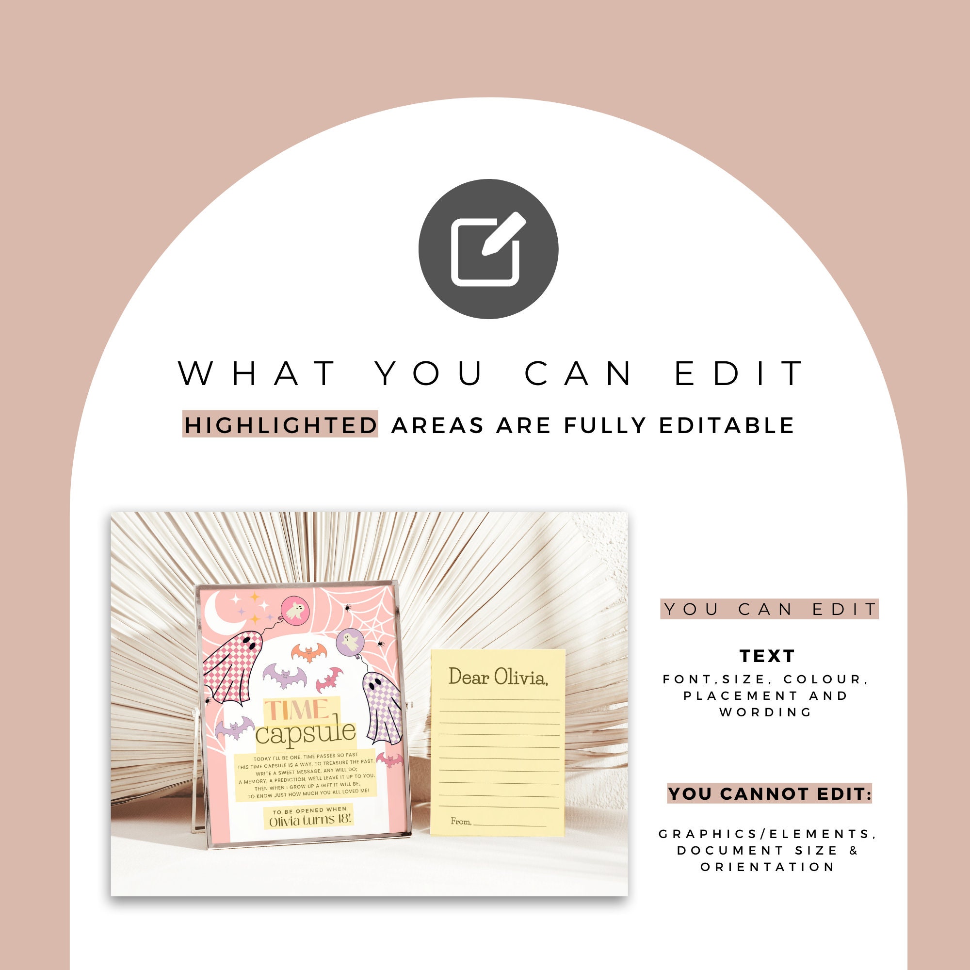 Boo Im Two Time Capsule Sign With Matching Message Note, Editable ...
