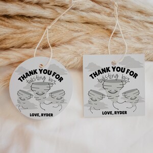 Twonado Favor Tag Template, Editable Tornado Birthday Party Tag, Storm Chaser Boy 2nd Birthday Thank You Tag Template, Instant Download #TN2