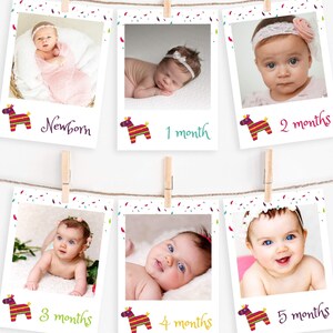 First Fiesta Monthly Banner Template, 1st Birthday Mexican Theme Monthly Photo Milestone Banner, First Fiesta Birthday Decorations, #FFO