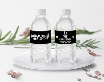 Bad Two The Bone Water Bottle Labels, 2nd Birthday (Editable, Instant Download)