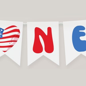 4th Of July One American Babe High Chair Banner, Independence Day First Birthday Decorations, Printable 4th Of July Party Decor, #ABJUL