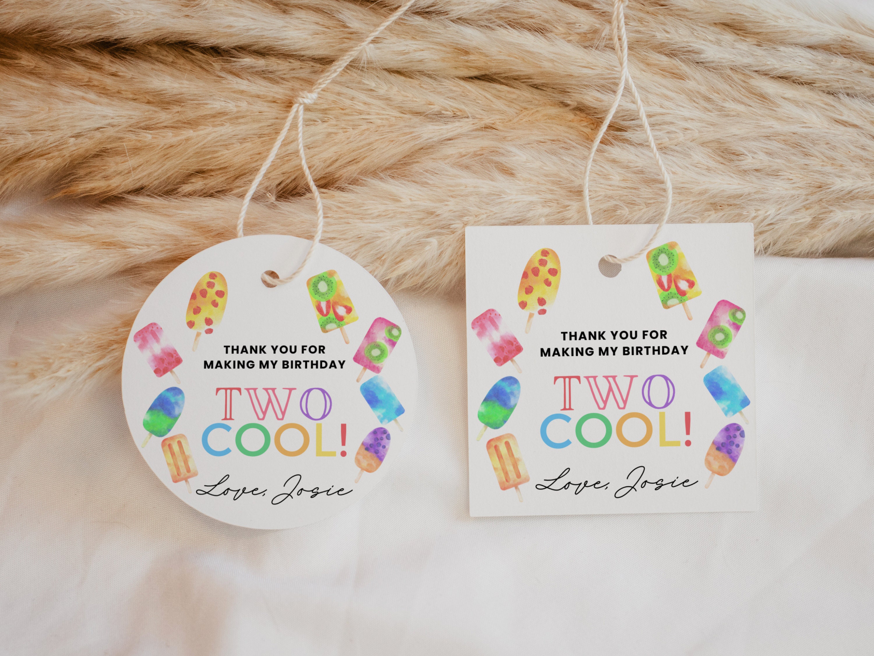 Summer Birthday Party Thank You Tags, Pool Party Favor Tags, Rainbow Tags,  Summer Party Tags, Swim Party, Popsicles, Beach Ball, Flip Flops 
