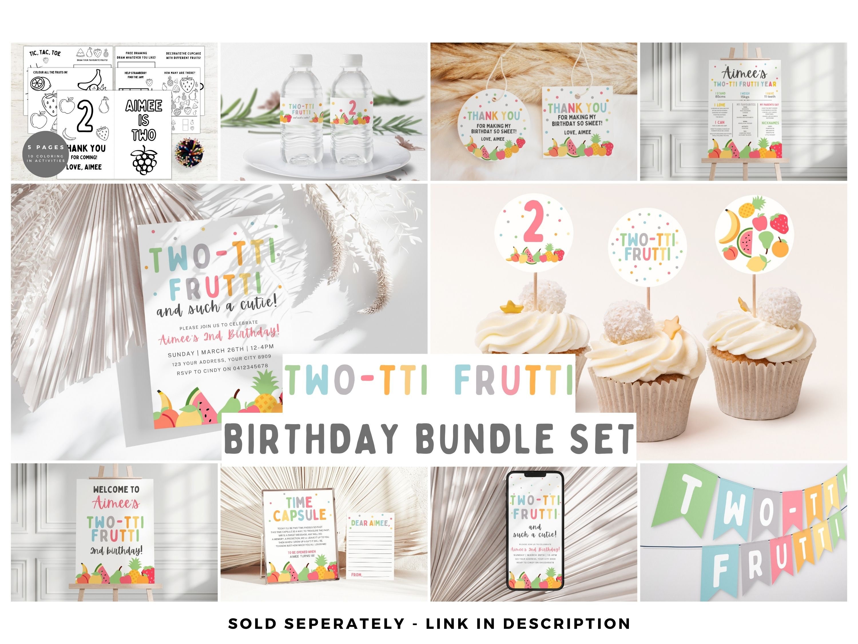 Twotti Frutti Birthday Banner Template, Girl 2nd Birthday Twotti Frutti ...