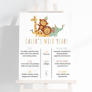 Party Animals Birthday Milestone Sign, Editable Wild One Zoo Safari Animals Milestone Board Template, DIY Canva Instant Download, #CAPA