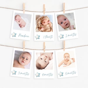Beary First Birthday Monthly Photo Banner, Teddy Bear 1st Birthday Party Printable Milestone Photo Cards, Cute Bear Birthday Theme, #BFB