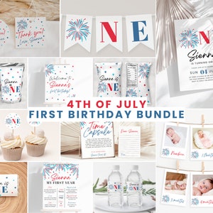 4th of July First Birthday Decoration Bundle (Digital Download)