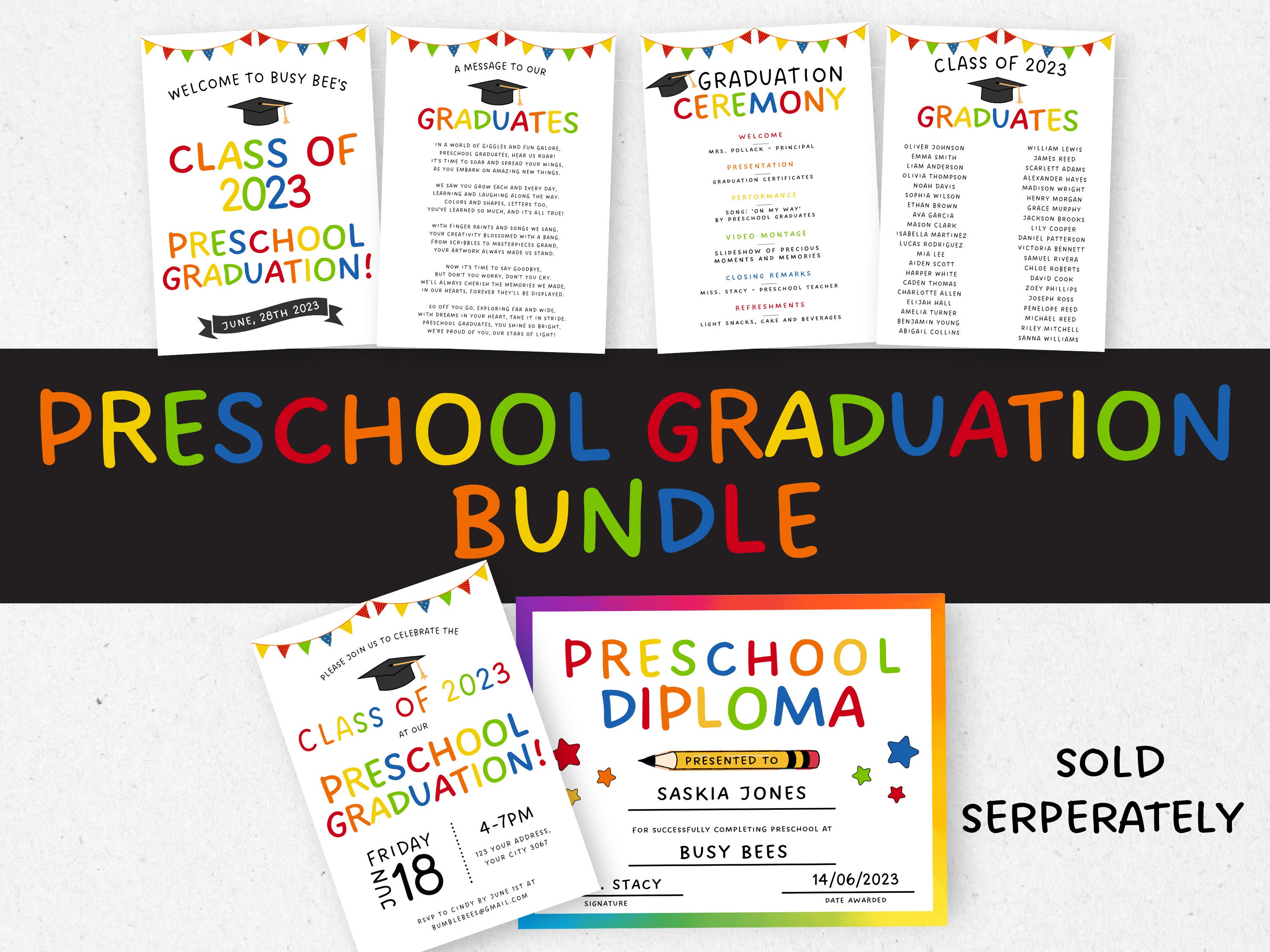 Preschool Graduation Program Editable Template, Printable Pre-k Canva