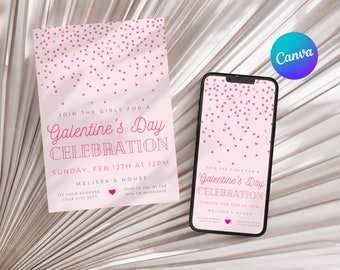 Galentines Day Invitation Download, Galentines Electronic Invitation, Galentines Invitation Editable, Galentines Invitation Digital