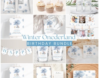 Pacchetto di decorazioni per il primo compleanno di Winter Onederland (download digitale)
