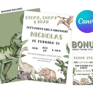 Editable Digital Download Dinosaur Invitation, Invitations Dinosaur Digital, Dinosaur Invitation Template, Dinosaur Party Theme