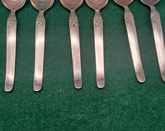 Vintage set of 6 coffee spoons, 100 silver plating. Baroque style, Victorian.