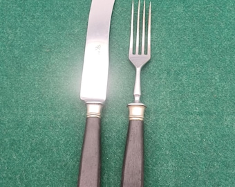Vintage bestekset met houten handvat - Solingen Fr.v.d.Kohlen - Messen en vorken