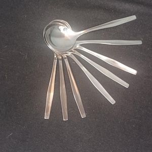 Set of 8 vintage WMF Cromargan soup spoons. Must be Florence.