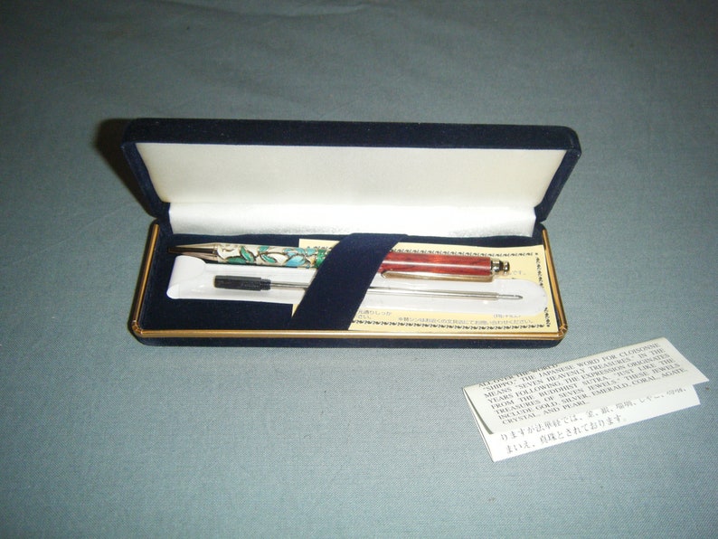 Cloisonne Owari Shippo ballpoint pen in original box NOS image 1