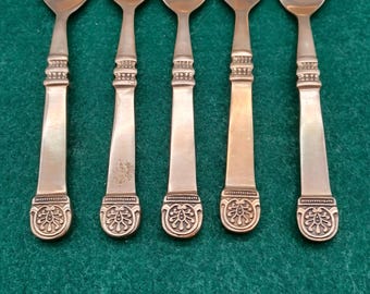 Set of 5 Gallo Medici Bronze coffee spoons in brass.