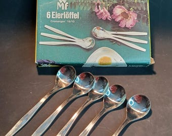 5 vintage egg spoons WMF 12 8014 6040 Cromargan 18/10 in original box