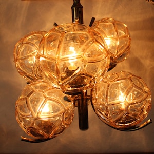 Rare Richard Essig designer chandelier, Space Age, Sputnik, 70s, vintage lamp, mid-century pendant lamp, 6x glass balls