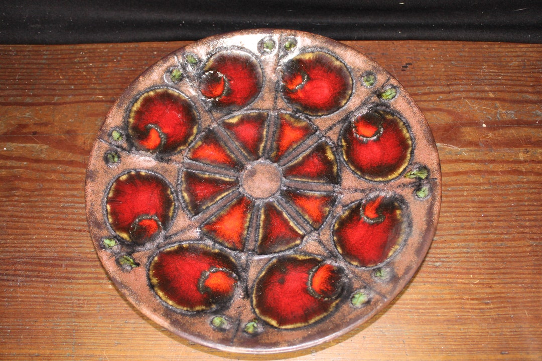 Buy Ruscha 717/2 Ceramic FAT LAVA Design Wall Plate 28 Cm Vintage