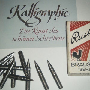 10 pieces of old calligraphy pens, writing nibs, pens Brause & Co Iserlohn No.7 Rustiea