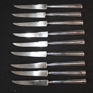 Great Art Deco fruit knives. silvered with I/0