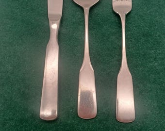 Three-piece WMF Cromargan PILGRIM Germany stainless steel cutlery consisting of knife, fork and soup spoon.