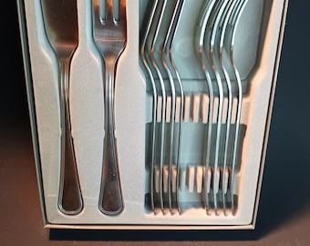 Guy Degrenne fish cutlery knife + fork for 5 people, original packaging, UK 079-462