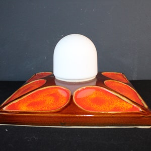 Rare mid-century Neuhaus ceramic wall lamp with frosted glass shade.. NOS / OVP