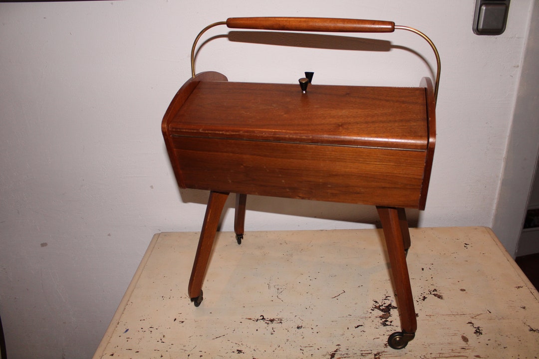 Great Mid Century Sewing Box on Wheels. Etsy