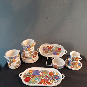 Acapulco Villeroy & Boch 70s plate, coffee cup, serving plate, bowl, soup cup
