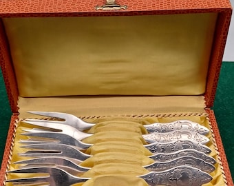 12 Fourchettes à Crustacés Métal Argenté Orfèvre Christofle Modèle Marly Early 20th C French