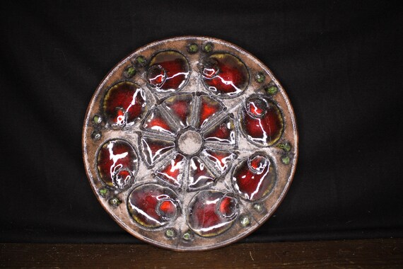工芸品 Vintage Ruscha Fat Lava Wall Plate Vintage West German Fat Lava Wall Plaque Made by Ruscha